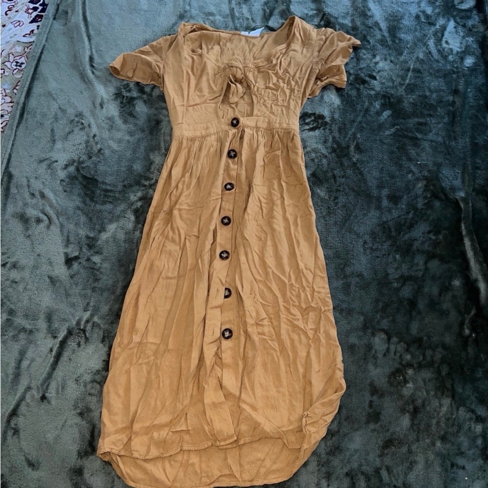 Mimi Chica Brown Button-Down Maxi Dress
